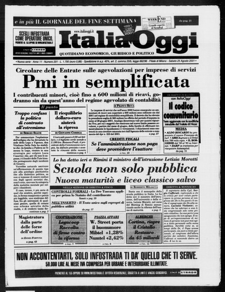 Italia oggi : quotidiano di economia finanza e politica